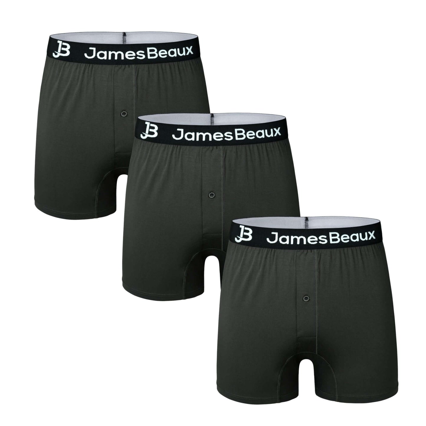 James Beaux Men's 3-Pack Black Bamboo Boxer Shorts - Ultra-Soft & Breathable James Beaux