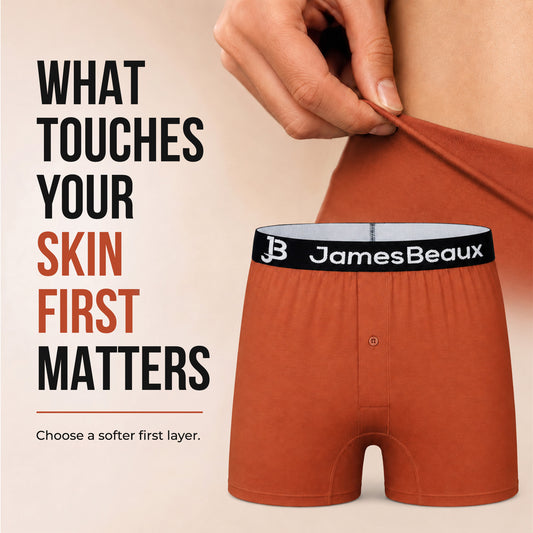 Men's Bamboo Boxer Shorts - Ultra-Soft & Breathable Underwear (Orange)