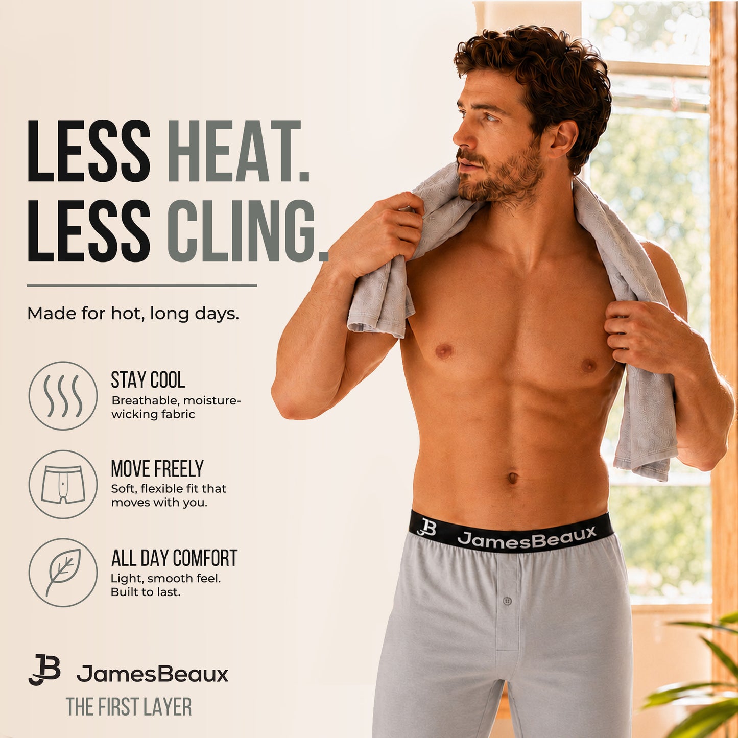 Men's Bamboo Boxer Shorts - Ultra-Soft & Breathable Underwear (Heather Gray)