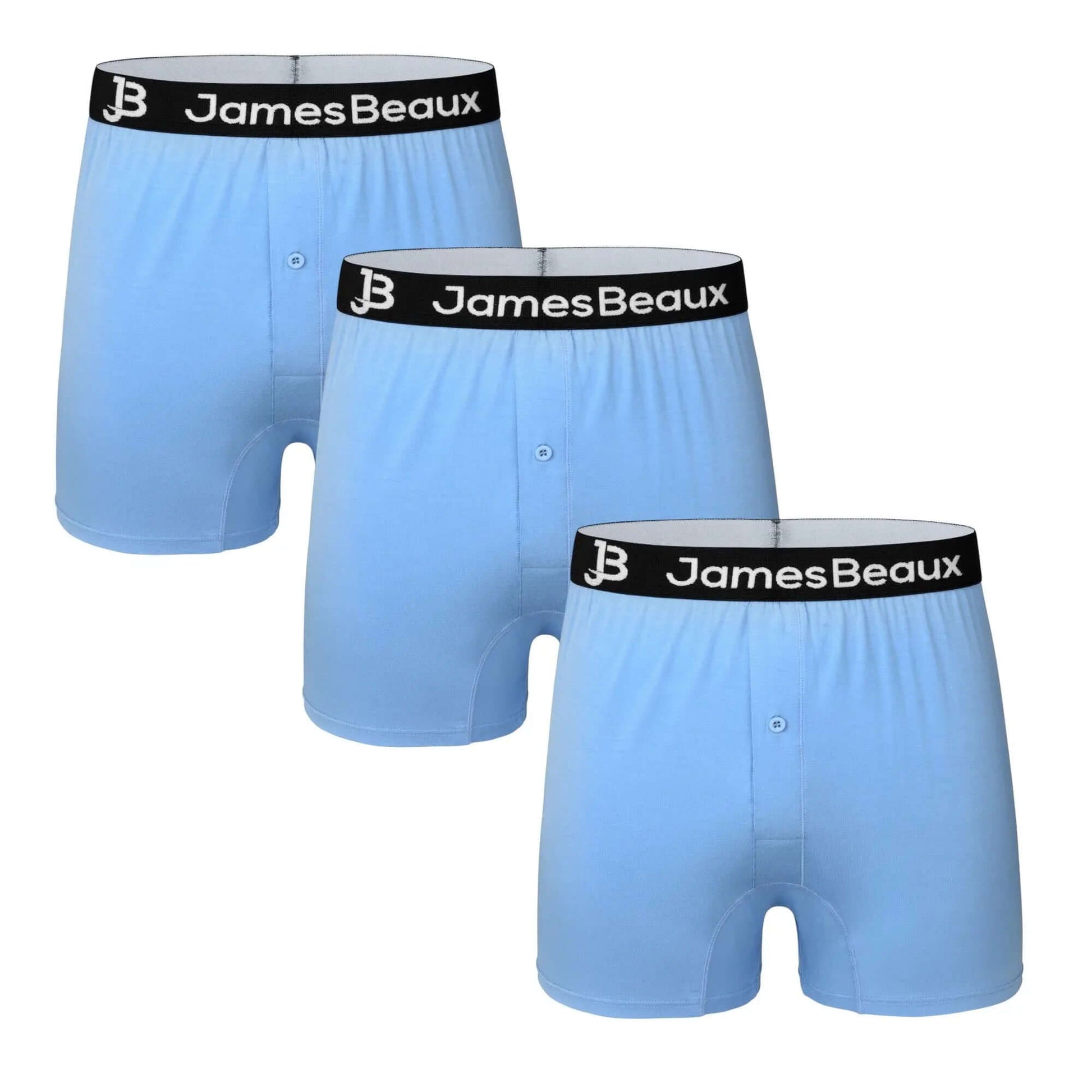James Beaux Men's 3- Pack Heather Blue Bamboo Boxer Shorts - Ultra-Soft & Breathable James Beaux
