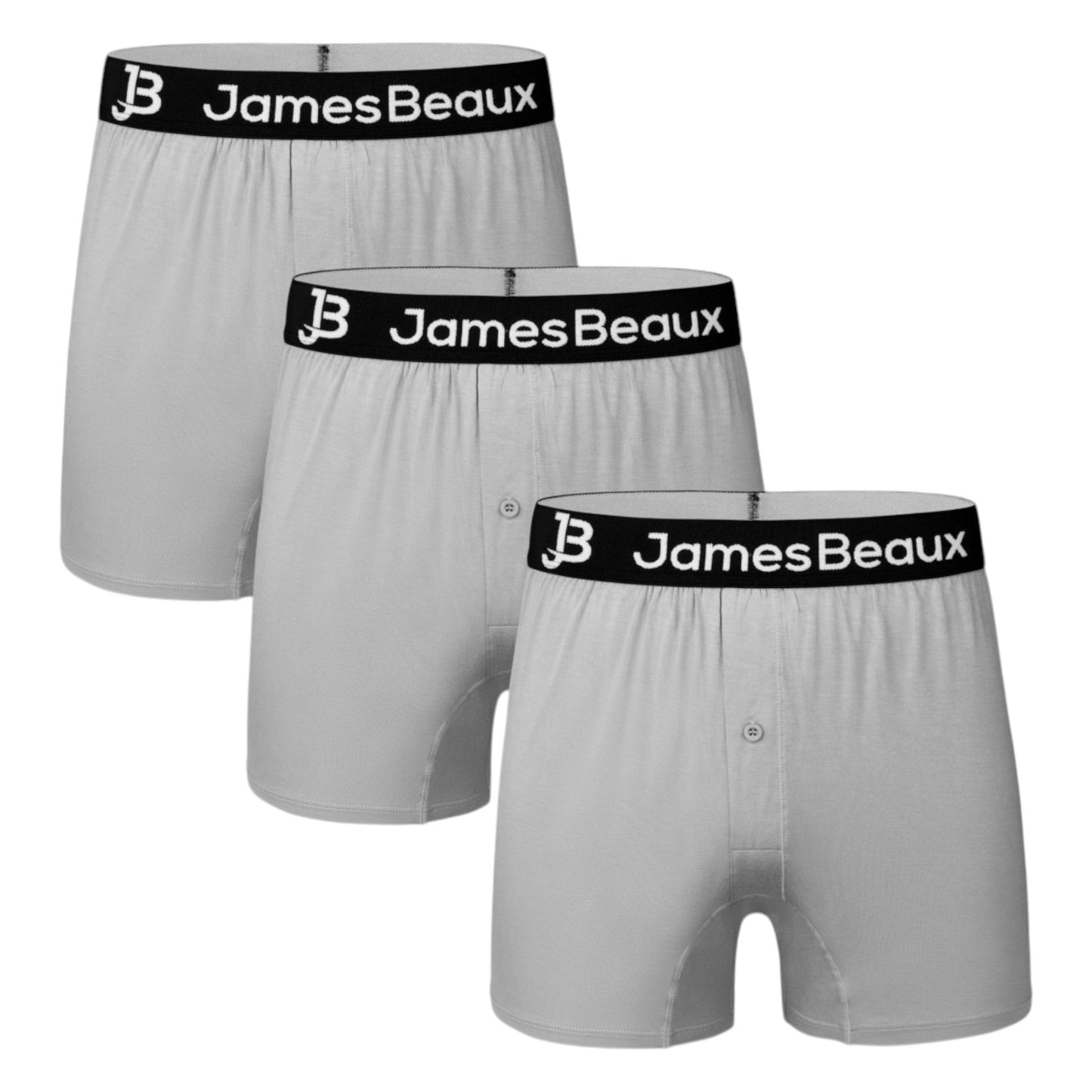 James Beaux Men's 3-Pack Heather Gray Bamboo Boxer Shorts - Ultra-Soft & Breathable James Beaux