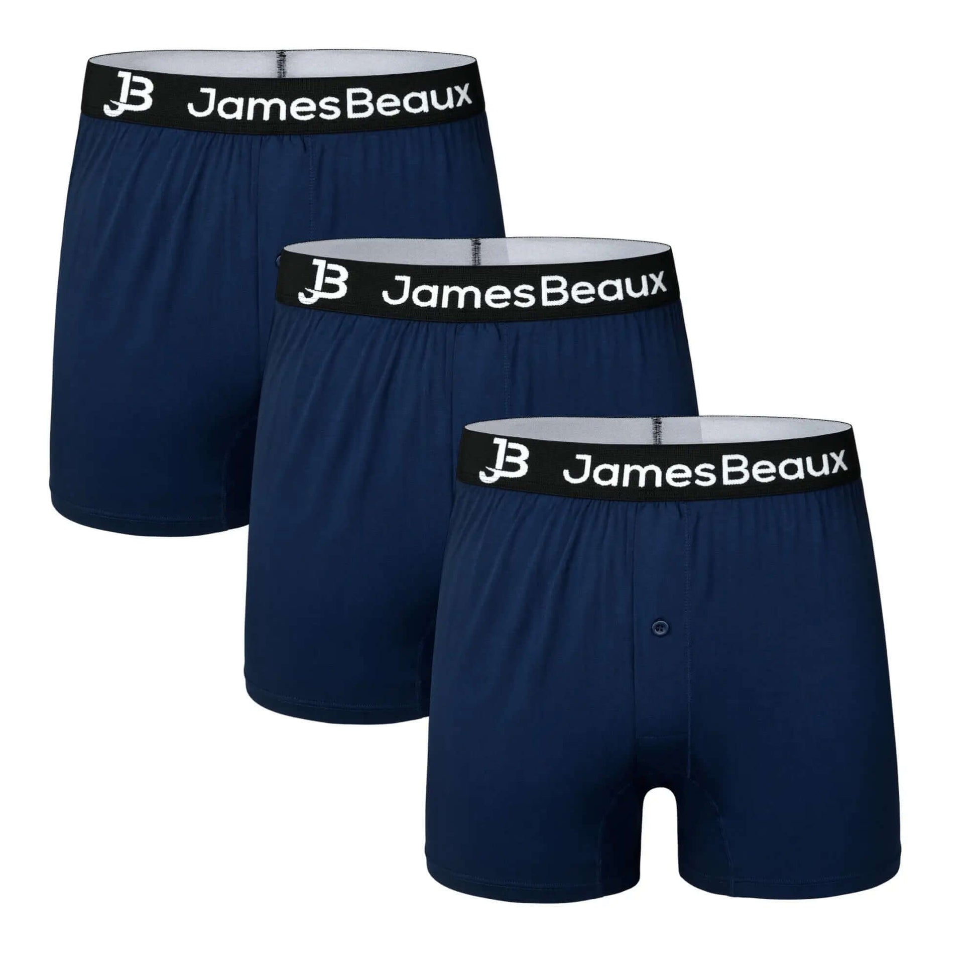 James Beaux Men's 3- Pack Navy Blue Bamboo Boxer Shorts - Ultra-Soft & Breathable James Beaux