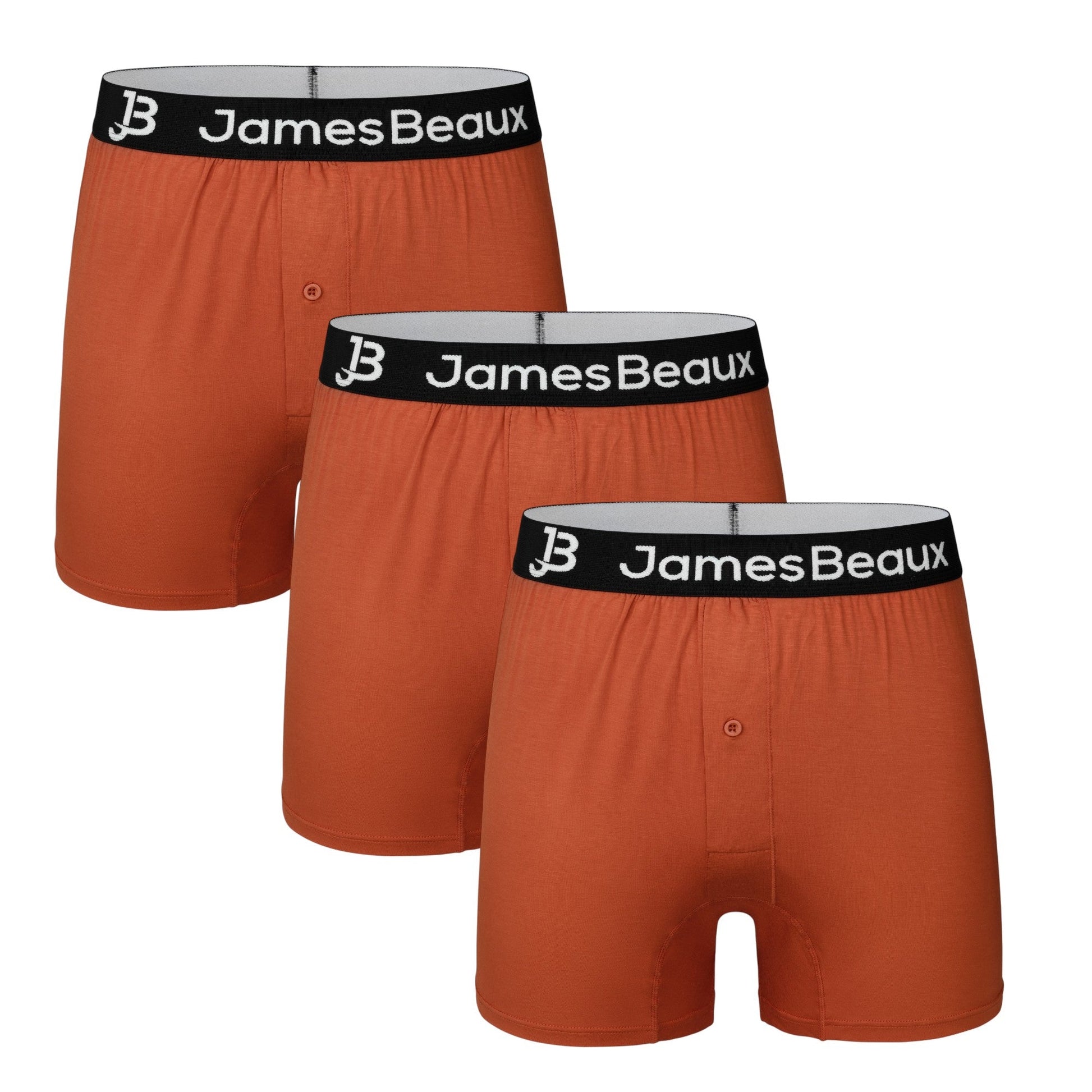 James Beaux Men's 3-Pack Orange Bamboo Boxer Shorts - Ultra-Soft & Breathable James Beaux