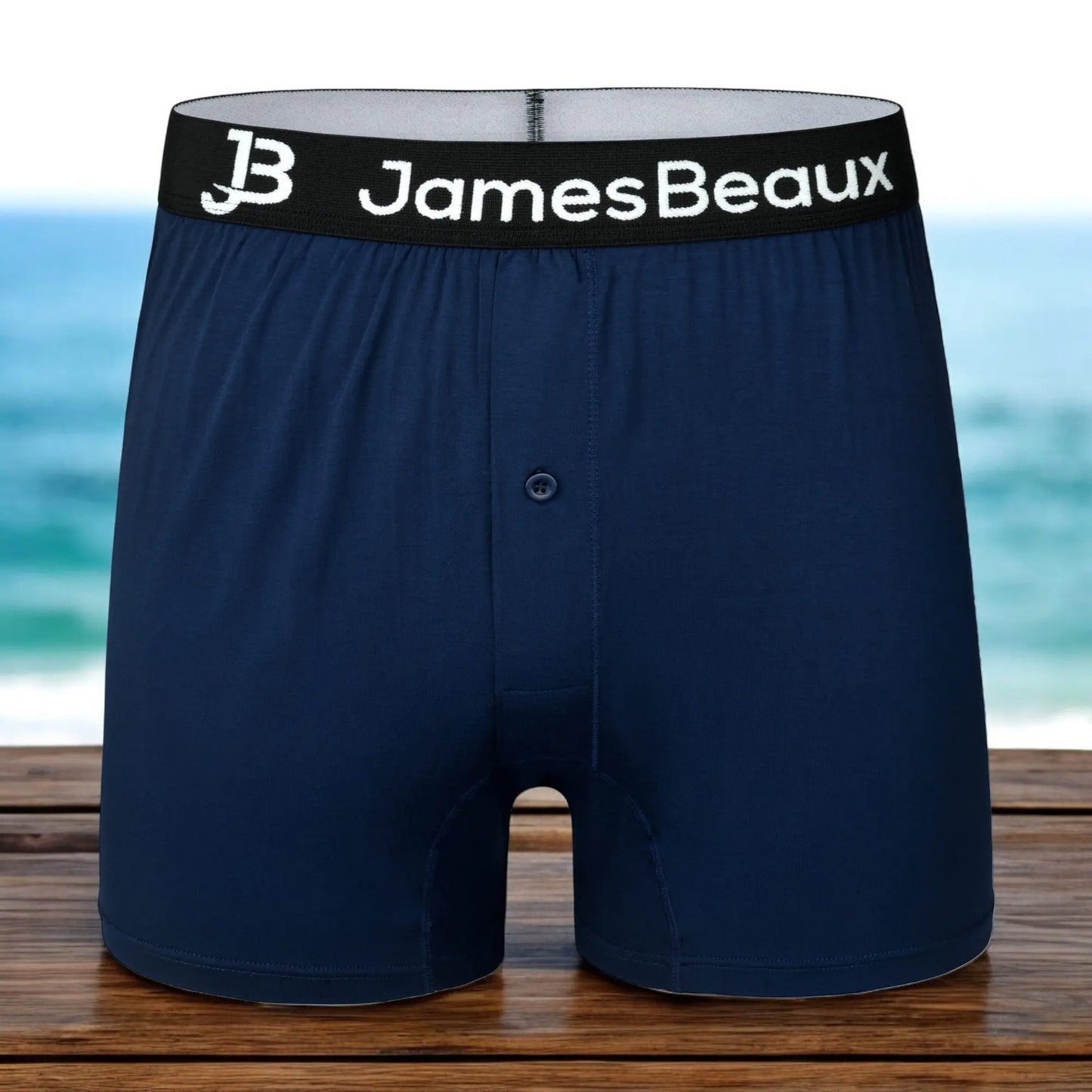 James Beaux Men's Navy Blue Bamboo Boxer Shorts - Ultra-Soft & Breathable James Beaux