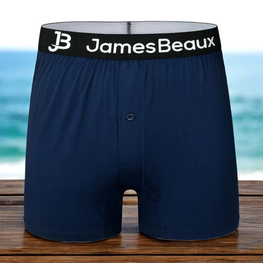 James Beaux Men's Navy Blue Bamboo Boxer Shorts - Ultra-Soft & Breathable James Beaux