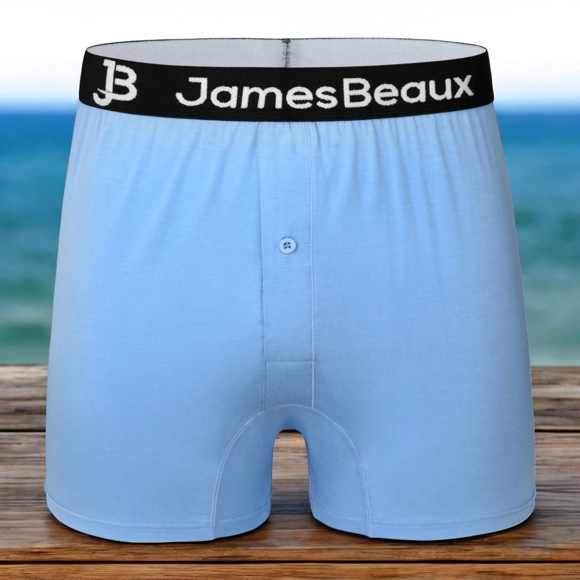 James Beaux Men's Heather Blue Bamboo Boxer Shorts - Ultra-Soft & Breathable James Beaux