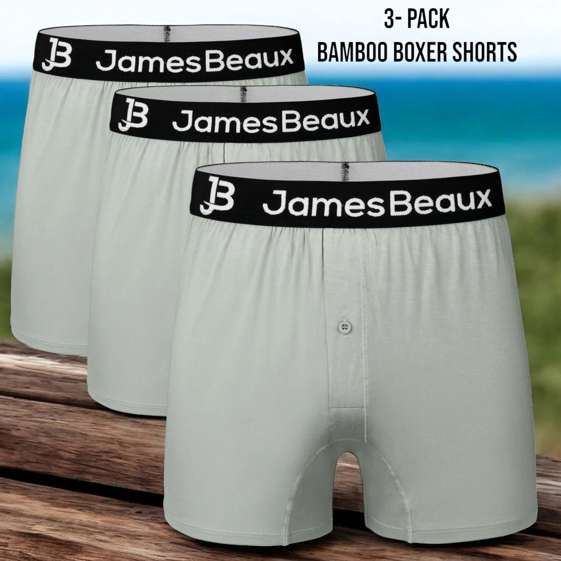 James Beaux Men's 3-Pack Gray Bamboo Boxer Shorts - Ultra-Soft & Breathable James Beaux
